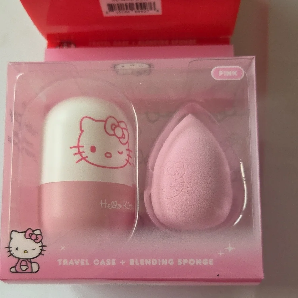 Hello Kitty Pink Travel Case with Blending Sponge Choice: Pink Or Red